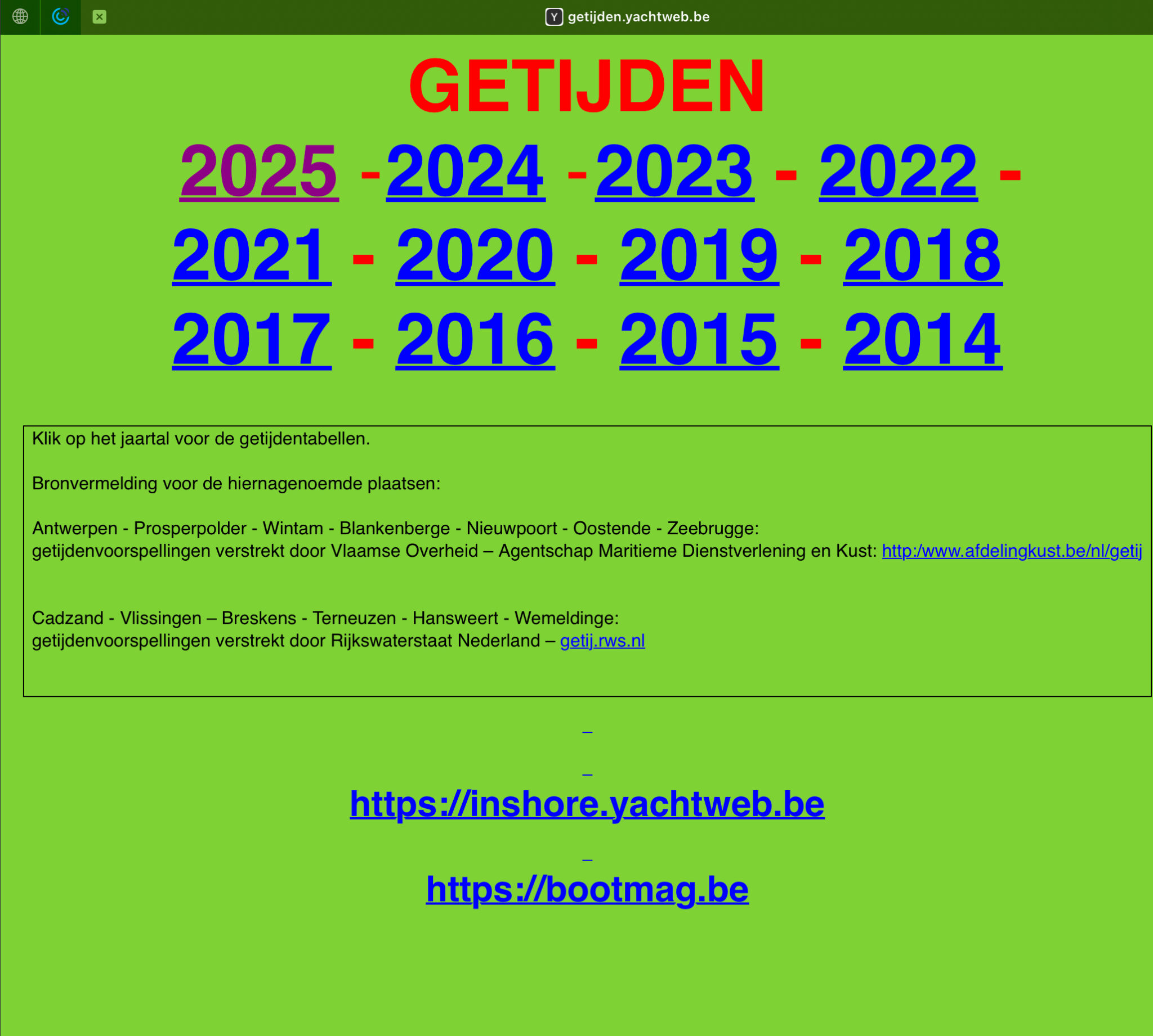 Getijden 2025